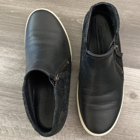 ECCO Soft 7 Leather Bootie Shoes 6.5 / 37 Black Mix Media Texture Zip Soft $170 - Picture 11 of 12
